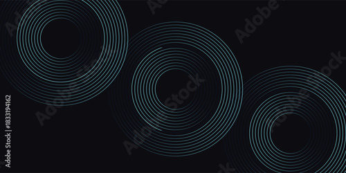 Blue abstract background with glowing circles. Swirl circular lines pattern. Geometric spiral. Twirl element. Modern graphic design. Futuristic technology concept.