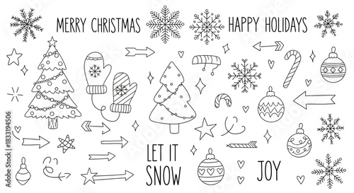 Christmas Doodle Collection - Hand-Drawn Holiday Elements.