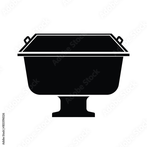 Black silhouette serving dish with handles on pedestal