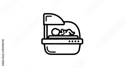 Infant Incubator Line Art Medical Care for Newborns.