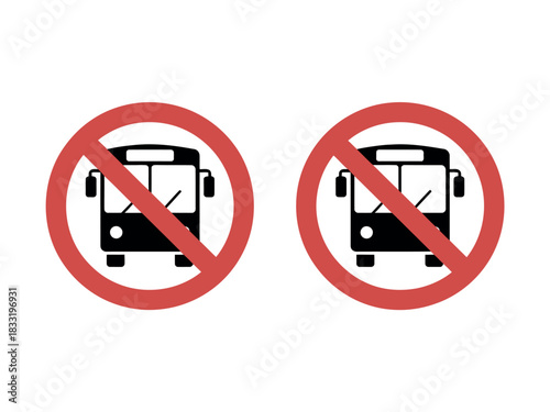 Two red circular signs indicate that buses are prohibited in this area.