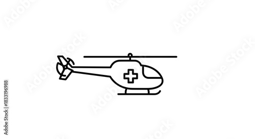 Medical Helicopter Icon Emergency Air Transport Illustration.