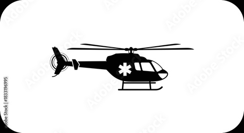 Medical Helicopter Silhouette for Emergency Response and Healthcare.