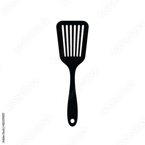 Black spatula kitchen utensil silhouette on white cooking
