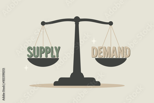 Elegant supply and demand balance illustration, a pivotal concept in economics and business, showcasing equilibrium for growth