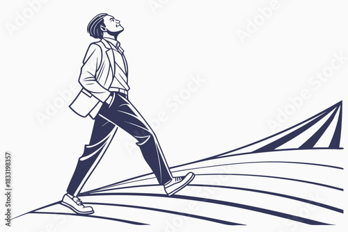 Abstract faceless professional avatar — smooth curved geometry, corporate poster composition, single-icon vector.