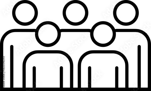 Team Group Icon Vector Illustration: Minimalist Outline Design Representing Community, Collaboration, Users, Audience, Networking, Staff, and Social Interaction Symbol for Web UI