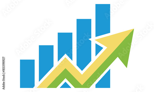 Upward trending bar chart with green arrow symbolizing growth