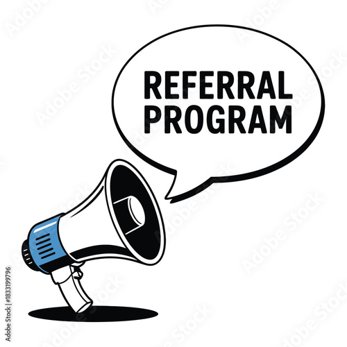 Megaphone announces a referral program with a speech bubble.