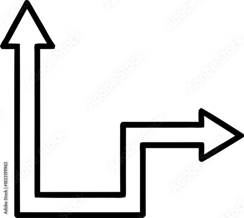 Hand Drawn Arrow Path Indicating Multiple Directions and Choices Forward and Upward with Strong Visual Impact