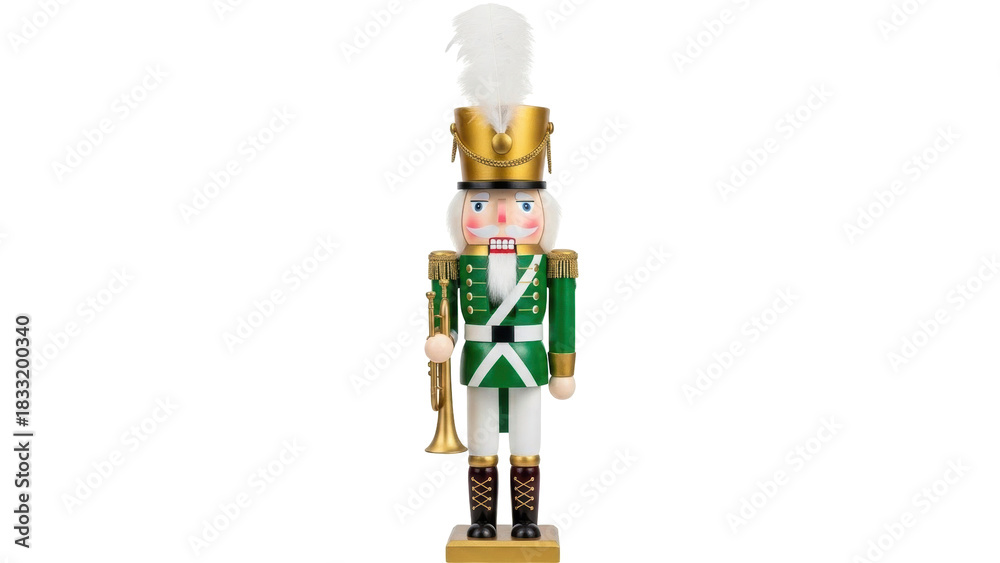 Fototapeta premium Isolated classic toy soldier statue for Christmas celebration on neutral background