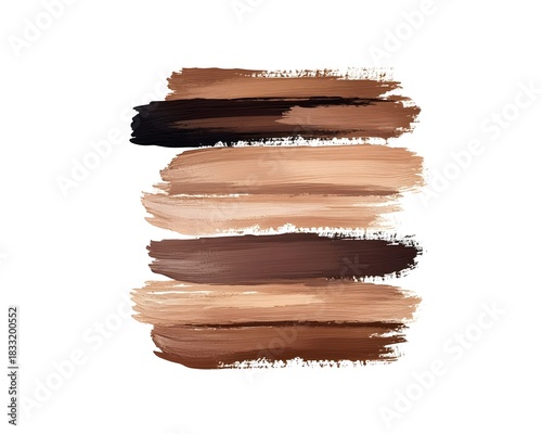 Horizontal parallel paint strokes display a range of skin tone shades against a stark white background.