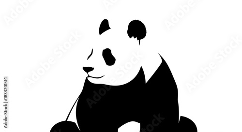 Minimalist Panda Illustration A Striking Black and White Design.