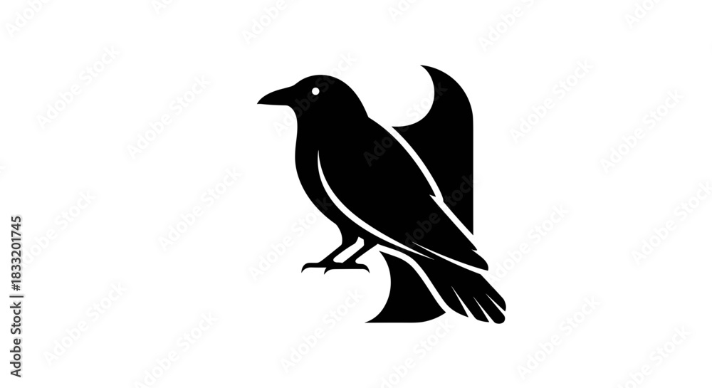 Fototapeta premium Raven Silhouette A Symbol of Mystery and Intelligence.