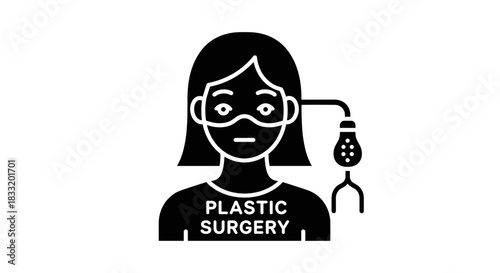 Plastic Surgery Icon Woman Undergoing Cosmetic Procedure.