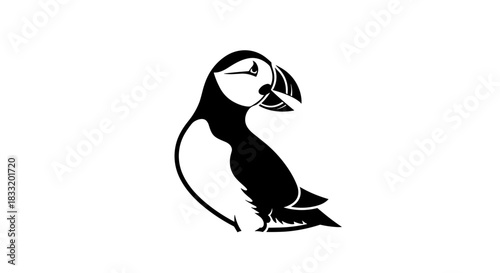Puffin Silhouette A Striking Black and White Bird Illustration.
