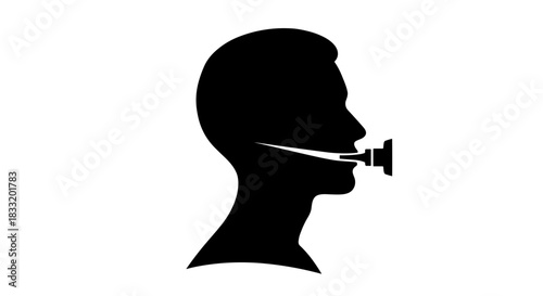 Silenced Voice A Conceptual Illustration of Censorship.