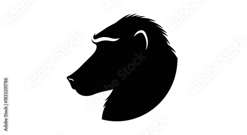 Silhouette of a Baboon Head A Striking Animal Portrait.