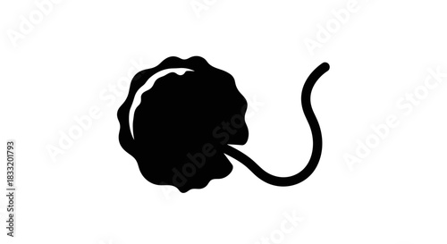 Silhouette of a Ball of Yarn with Loose Thread.