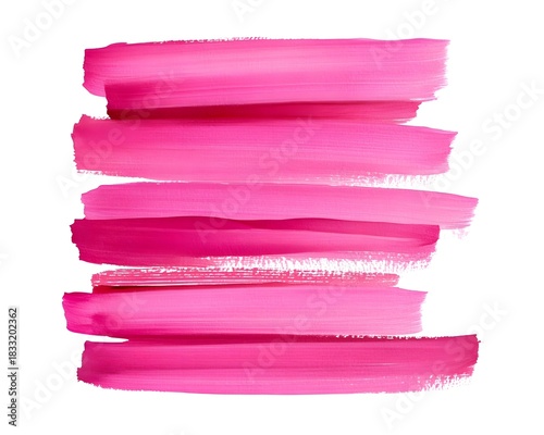 Horizontal strokes of vibrant pink paint applied across a white background