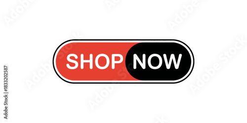 Red shop toggle button isolated on transparent background for online shopping