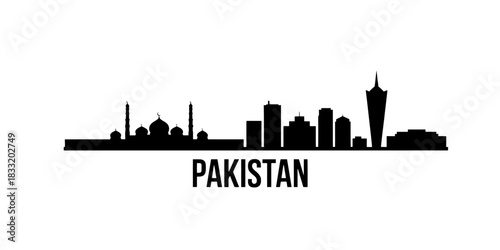 Pakistan Abstract dark silhouette of a cityscape at night