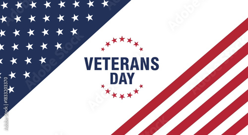 Veterans day graphic with stars and stripes on a white background for patriotic celebration