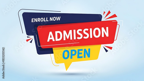 Admission open enroll now announcement banner for education and business
