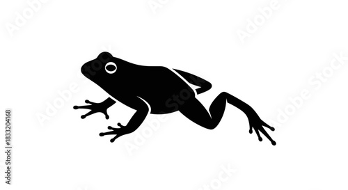 Silhouette of a Frog Leaping in Black and White.