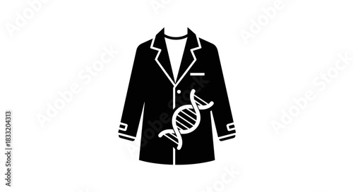 Lab Coat with DNA Helix Science and Research Icon.