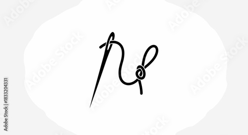 Needle and Thread A Simple Sewing Illustration.