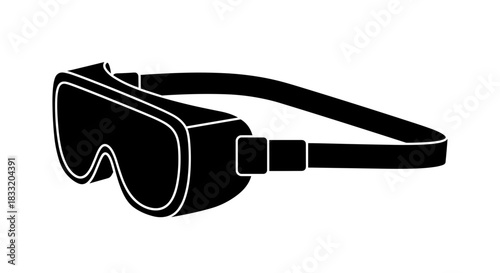 Black and White VR Goggles Illustration for Virtual Reality.