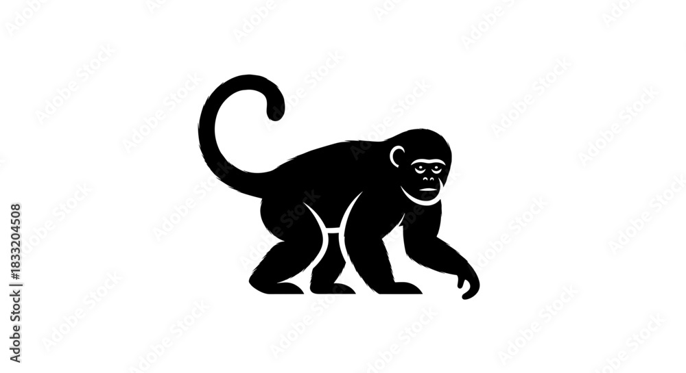 Fototapeta premium Silhouette of a Monkey A Striking Vector Illustration.