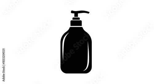 Black and White Soap Dispenser Illustration for Hygiene.