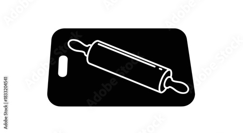 Rolling Pin on Cutting Board Culinary Preparation Icon.