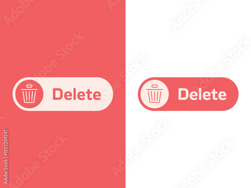 A digital button with the word 'Delete' and a trash can icon, representing removal or cancellation.