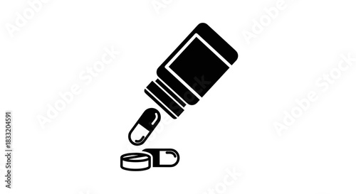 Pills spilling from bottle medication and healthcare concept.