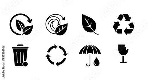 Collection of environmental and recycling icons