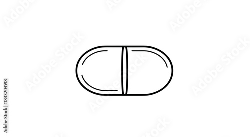 Pill Capsule Outline Medical Treatment and Healthcare Illustration.