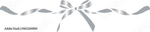 decorative bow with ribbon on both sides with silver gradient, for holiday designs, invitations, flyers or decorative frames
