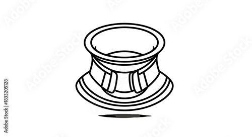 Detailed Line Art Illustration of a Neck Support.