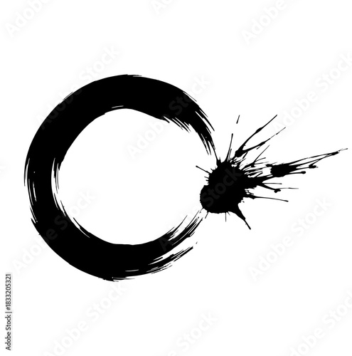 Zen Ensō Brushstroke Black Ink Circle Symbolizing Imperfection, Enlightenment, and Cosmic Flow