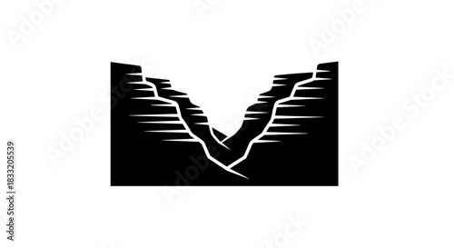 Dramatic Canyon Landscape Illustration with Striking Light and Shadow.