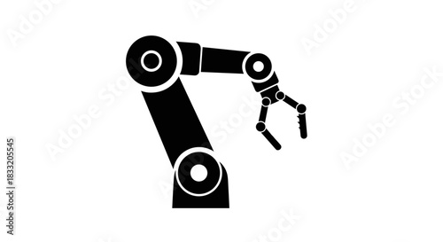 Industrial Robot Arm Silhouette for Automation and Manufacturing.