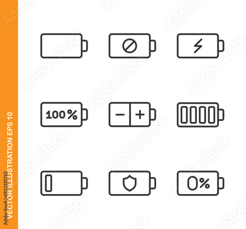 Battery line icons- Mini collection and editable stroke series icon