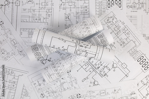 Paper electrical engineering drawings. 