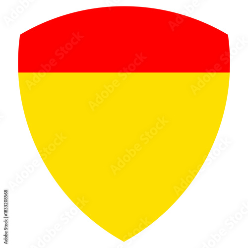 Vector graphic of a shield bearing the chief pattern. It consists of a yellow background with a red bar at the top