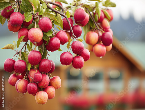 Apple farm with orchard