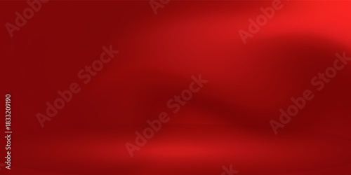Empty bright red studio background, product display with copy space for displaying content design. Banner