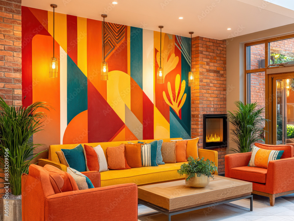 Naklejka premium Brick wall interior design